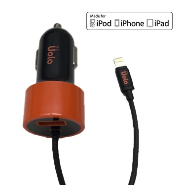 Uolo Volt 2.4A Lightning Car Charger with 1A USB Port